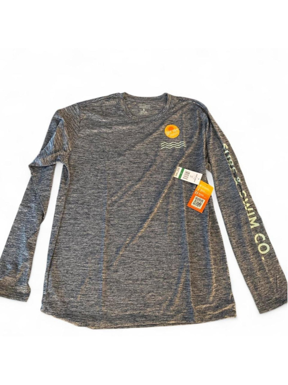 Gray long sleeve UPF 50+ swim top NWT